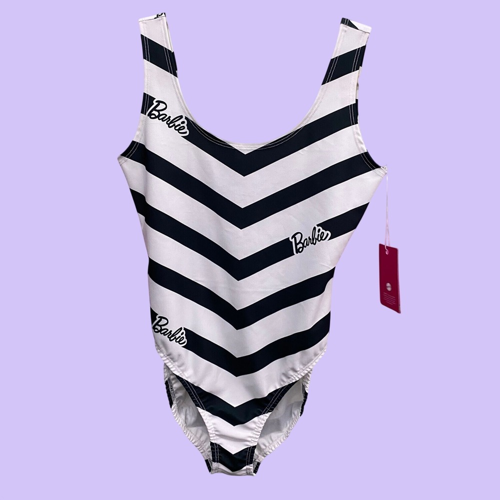 Barbie x Sheertex Bodysuit Black White Chevron Stripe One Piece retro M 1959